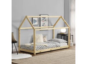 4059438149009 - [encasa] - Kinderbett Netstal 70x140 cm Holz Natur Hellbraun