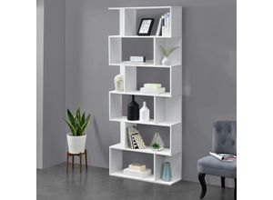 4059438149863 - Bücherregal Borrby 192x80x24 cm Weiß encasa - Weiß