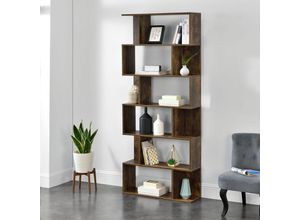 4059438149887 - Bücherregal Borrby 192x80x24 cm Walnussoptik encasa - Dunkelbraun