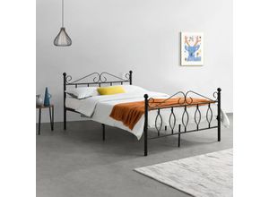 4059438575389 - [encasa] - Metallbett Aploda 140x200 cm Schwarz encasa