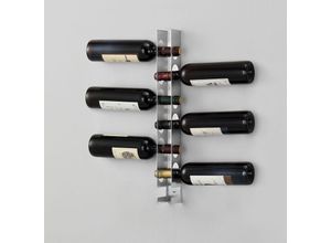 4059438575549 - [encasa] - Weinregal Pfalz 55x5x7 cm für 6 Flaschen Edelstahl encasa