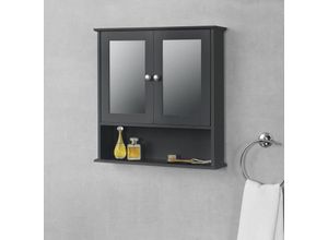 4059438575709 - [encasa] - Badezimmerschrank Linz 58x56x13 cm mit Spiegel mdf Dunkelgrau encasa - Dunkelgrau