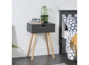 4059438575822 - [encasa] - Beistelltisch Östersund 60x40x30 cm mit Schublade Dunkelgrau encasa - Dunkelgrau