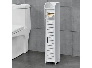 4059438575938 - [encasa] - Toilettenpapierhalter Leoben 80x15x15 cm Schrank wpc Weiß encasa - Weiß