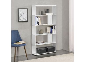 4059438576447 - Bücherregal Aneby 159x80x24cm mit 5 Ablageflächen Weiß [encasa] - Weiß