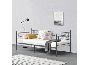 4059438576478 - [encasa] - Metallbett Kerava 90x200 cm Dunkelgrau encasa - Dunkelgrau