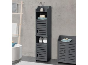 4059438576775 - [encasa] - Badezimmerschrank Mora 135x32x32 cm mit 3 Ablagen wpc Dunkelgrau encasa - Dunkelgrau