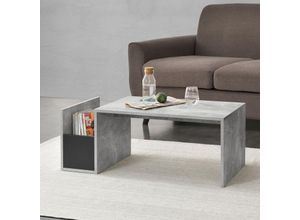 4059438577345 - [encasa] - Couchtisch Bollnäs 90x45x35 cm mit Ablagefach Betonoptik encasa - Grau