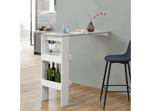 4059438577413 - [encasa] - Bartisch Bromölla 120x45x106 cm Weiß Betonoptik encasa - Hellgrau