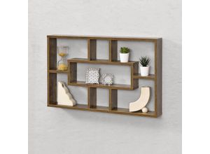 4059438577932 - [encasa] - Wandregal Qinngua 77x10x48 cm Dunkler Holzton encasa - Braun