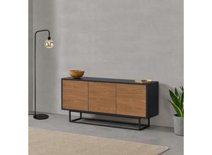 4059438583506 - [encasa] - Sideboard Boxholm 120x30x55cm Schwarz Dunkler Holzton encasa - Braun