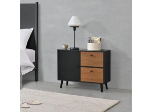 4059438583537 - [encasa] - Sideboard Gislaved 80x30x625cm Schwarz Dunkler Holzton encasa - Schwarz