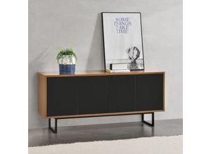 4059438583599 - [encasa] - Sideboard Mariestad 120x30x55cm Dunkler Holzton Schwarz encasa - Dunkelbraun