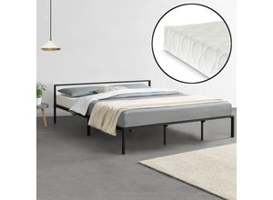 4059438592614 - [encasa] - Metallbett Imatra 180x200 cm mit Kaltschaummatratze Schwarz encasa