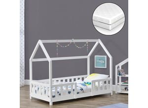 4059438598791 - [encasa] - Kinderbett Sisimiut mit Matratze 70x140 cm Weiß Weiß