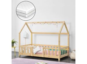 4059438598920 - [encasa] - Kinderbett Sisimiut mit Matratze 80x160 cm Holzfarben Kiefer