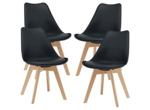 4059438619380 - [encasa] - 4er-Set Esszimmerstuhl Fläten 81x49 cm Schwarz encasa - Schwarz