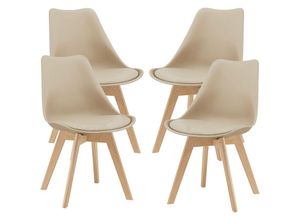 4059438619403 - [encasa] - 4er-Set Esszimmerstuhl Fläten 81x49 cm Beige encasa - Beige