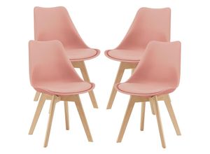 4059438619434 - [encasa] - 4er-Set Esszimmerstuhl Fläten 81x49 cm Rosé encasa - Rosa