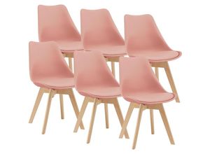 4059438619632 - [encasa] - Esszimmerstuhl Fläten 6er Set 81x49 cm Rosé PU-Kunstleder encasa - Rosa