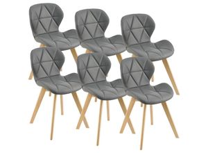 4059438676673 - Esszimmerstuhl Älmhult 6-er Set 81x57 cm Kunstleder Grau encasa - Grau