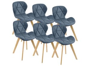 4059438676697 - [encasa] - Esszimmerstuhl Älmhult 6-er Set 81x57 cm Kunstleder Blau encasa - Blau