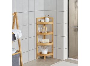 4059438679391 - [encasa] - Bambus Badregal Lestijärvi Eckregal mit 4 Ablagen 80x23x23cm Bambus
