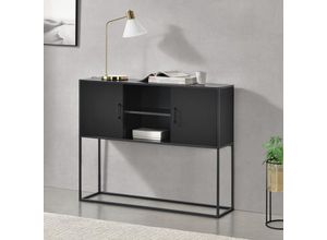 4059438680939 - [encasa] - Sideboard Motala mit Ablage und Schranktüren Schwarz Schwarz