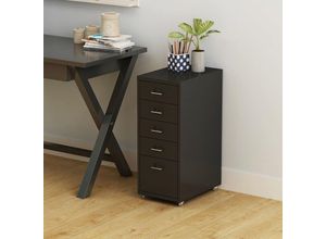 4059438681011 - [encasa] - Rollcontainer Kökar mit 5 Schubladen 69x28x41 cm Schwarz matt Schwarz