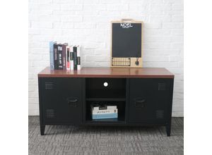 4059438681097 - [encasa] - Fernsehtisch Pälkäne 58 x 113 x 40 cm Schwarz   Holzoptik Schwarz