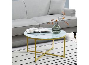 4059438681172 - [encasa] - Couchtisch Uppvidinge 45x80cm Marmor weiß   Gold Weiß