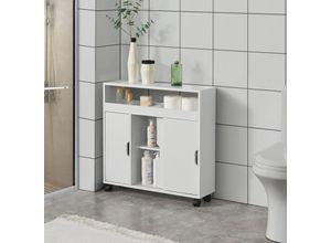 4059438681295 - [encasa] - Badezimmerschrank Lumijoki 71x70x20cm Weiß Weiß