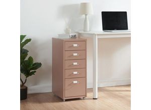 4059438681783 - [encasa] - Rollcontainer Kökar mit 5 Schubladen 69x28x41 cm Hellbraun Hellbraun