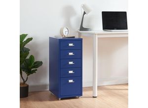 4059438681806 - [encasa] - Rollcontainer Kökar mit 5 Schubladen 69x28x41 cm Blau Dunkelblau