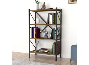 4059438683350 - [encasa] - Bücherregal Vanylven 121x66x34cm Walnuss Walnuss