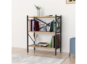 4059438683367 - [encasa] - Bücherregal Vanylven 85x66x34cm Eiche Eiche