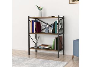 4059438683374 - Bücherregal Vanylven 85x66x34cm Eiche antik [encasa] - Antique Oak