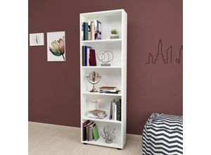 4059438683398 - [encasa] - Bücherregal Vara 172x55x20 cm Weiß Weiß