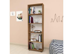 4059438683404 - [encasa] - Bücherregal Vara 172x55x20 cm Walnuss-Optik Walnuss