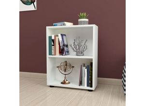 4059438683459 - [encasa] - Bücherregal Vara 72x55x20 cm Weiß Weiß