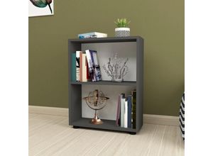 4059438683466 - [encasa] - Bücherregal Vara 72x55x20 cm Anthrazit Dunkelgrau