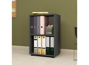 4059438683480 - Bücherregal Vara 74x49x30 cm Anthrazit [encasa] - Dunkelgrau