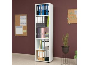 4059438683510 - [encasa] - Bücherregal Vara 178x49x30 cm Weiß Weiß