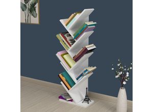 4059438683534 - [encasa] - Bücherregal Tranås 121x44x22cm Weiß Weiß