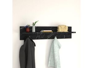 4059438684128 - [encasa] - Wandgarderobe Hammarö 80x11x18cm Marmoroptik schwarz Marmor schwarz