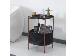 4059438684418 - [encasa] - Beistelltisch Suonenjoki 59x47cm Bronzefarben   Marmoroptik Schwarz Bronze