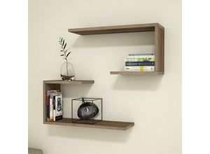 4059438800993 - [encasa] - Wandregal-Set Årslev 2-tlg 27 x 60 x 20 cm bis ca 5 kg Walnuss Walnuss