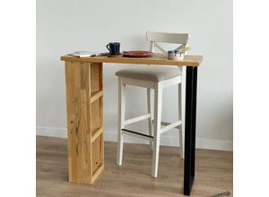 4059438811197 - [encasa] - Bartisch Nørager mit Regal aus Kiefernholz Braun