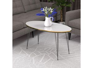 4059438813160 - [encasa] - Couchtisch Hirtshals 41 x 90 x 50 cm Weiß   Gold Gold