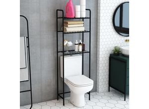 4059438814648 - [encasa] - Toilettenregal Nordborg mit 3 Ablagen Metall 161x525x245 cm Schwarz Schwarz